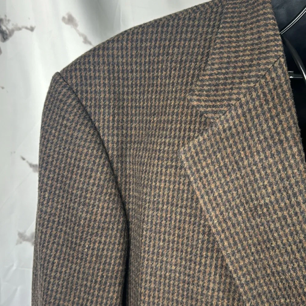 Robert Stock Houndstooth Wool Blazer Sports Coat Single Breasted Lined Sz 48R